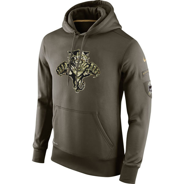 Men NHL Florida Panthers Nike Olive Salute To Service KO Performance Hoodie Green->nashville predators->NHL Jersey